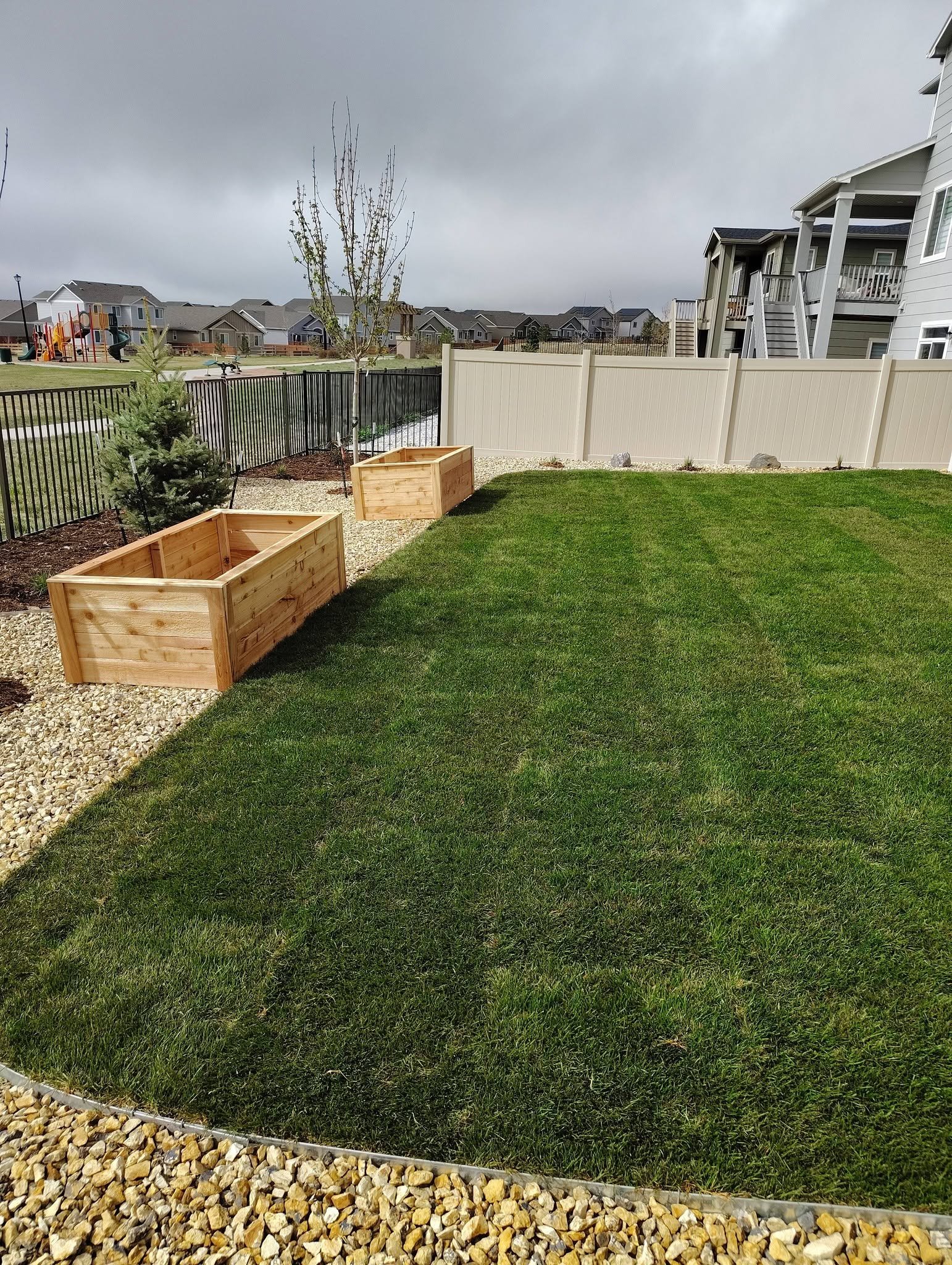 Sod & Cedar Planter Beds — Chess Remodels project